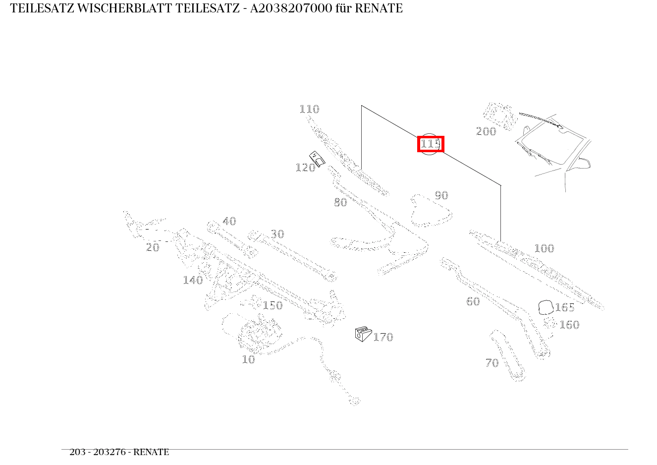Teilesatz Wischerblatt TEILESATZ RENATE 203 Teilesatz Wischerblatt TEILESATZ RENATE 203