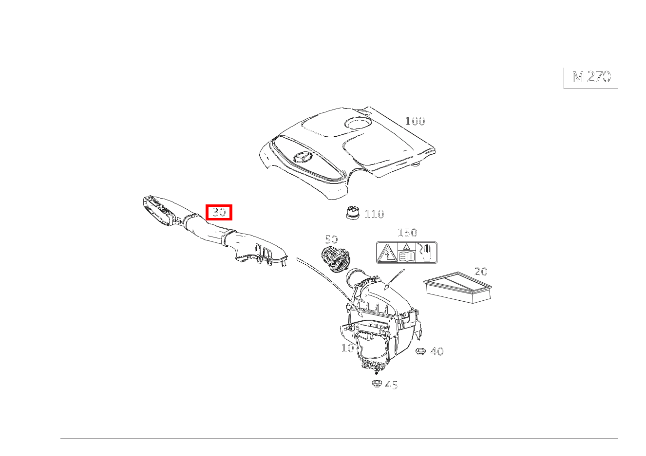 Luftansaugschlauch ZWISCHEN LUFTFILTER UND KALTLUFTANSAUGHUTZE GLA250 4M 156