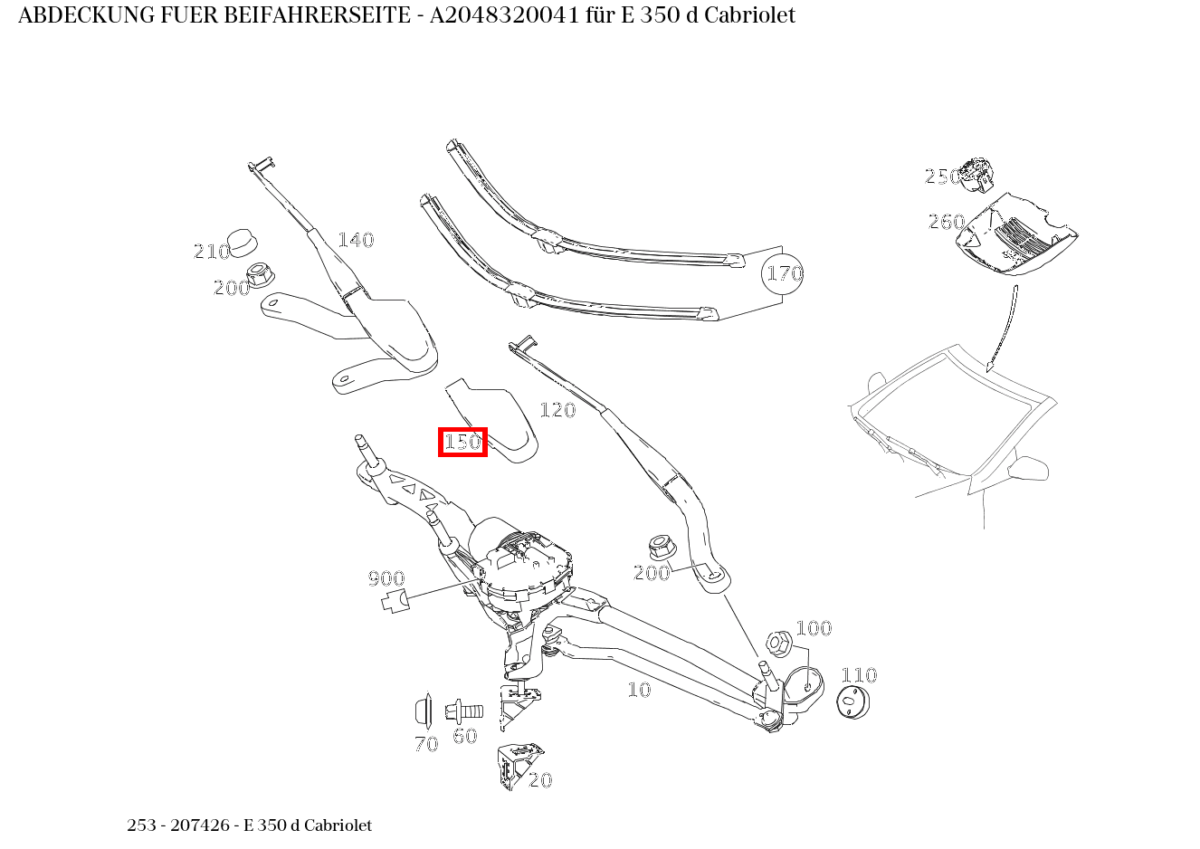 Abdeckung FUER BEIFAHRERSEITE E 350 d Cabriolet 253 Abdeckung FUER BEIFAHRERSEITE E 350 d Cabriolet 253