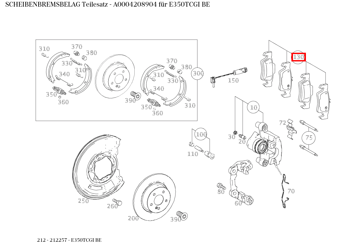 Scheibenbremsbelag Teilesatz E350TCGI BE 212 Scheibenbremsbelag Teilesatz E350TCGI BE 212