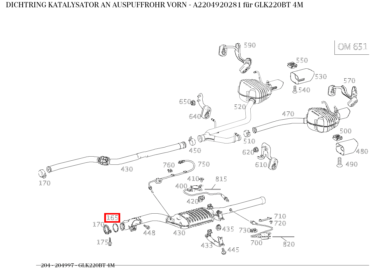 Dichtring KATALYSATOR AN AUSPUFFROHR VORN GLK220BT 4M 204 Dichtring KATALYSATOR AN AUSPUFFROHR VORN GLK220BT 4M 204
