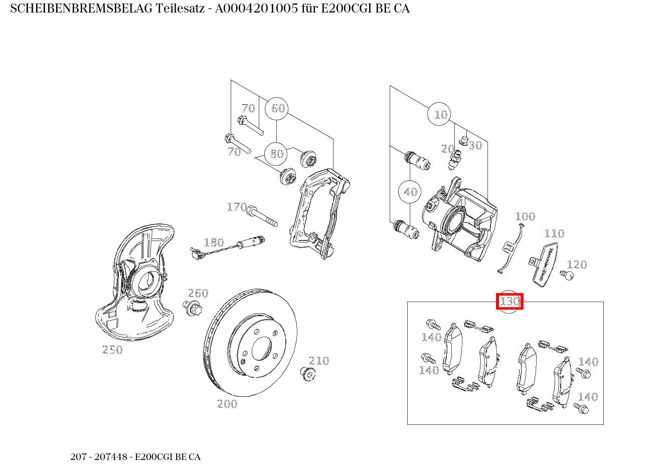 Scheibenbremsbelag Teilesatz E200CGI BE CA 207
