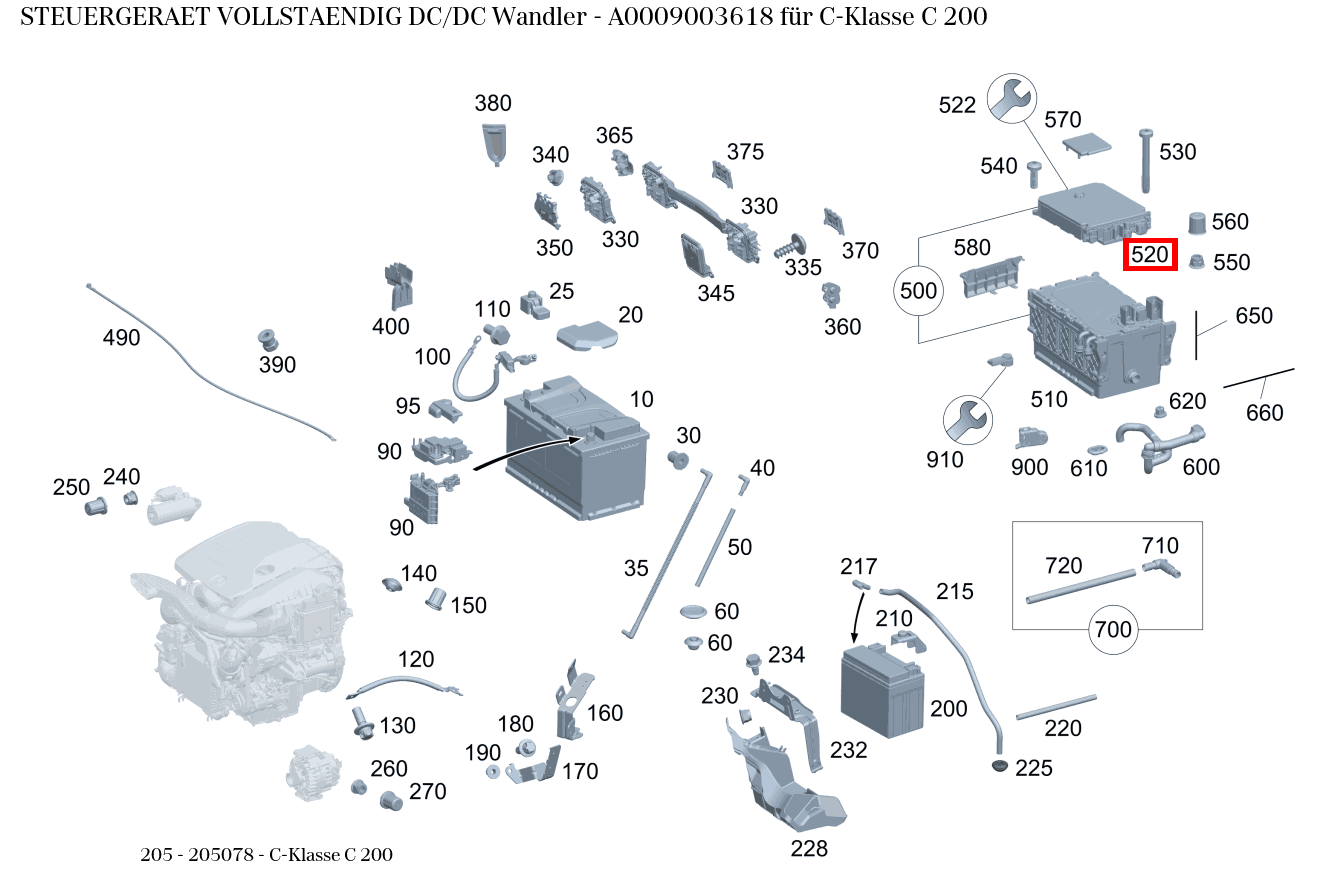 Steuergerät vollständig DC/DC Wandler C-Klasse C 200 205