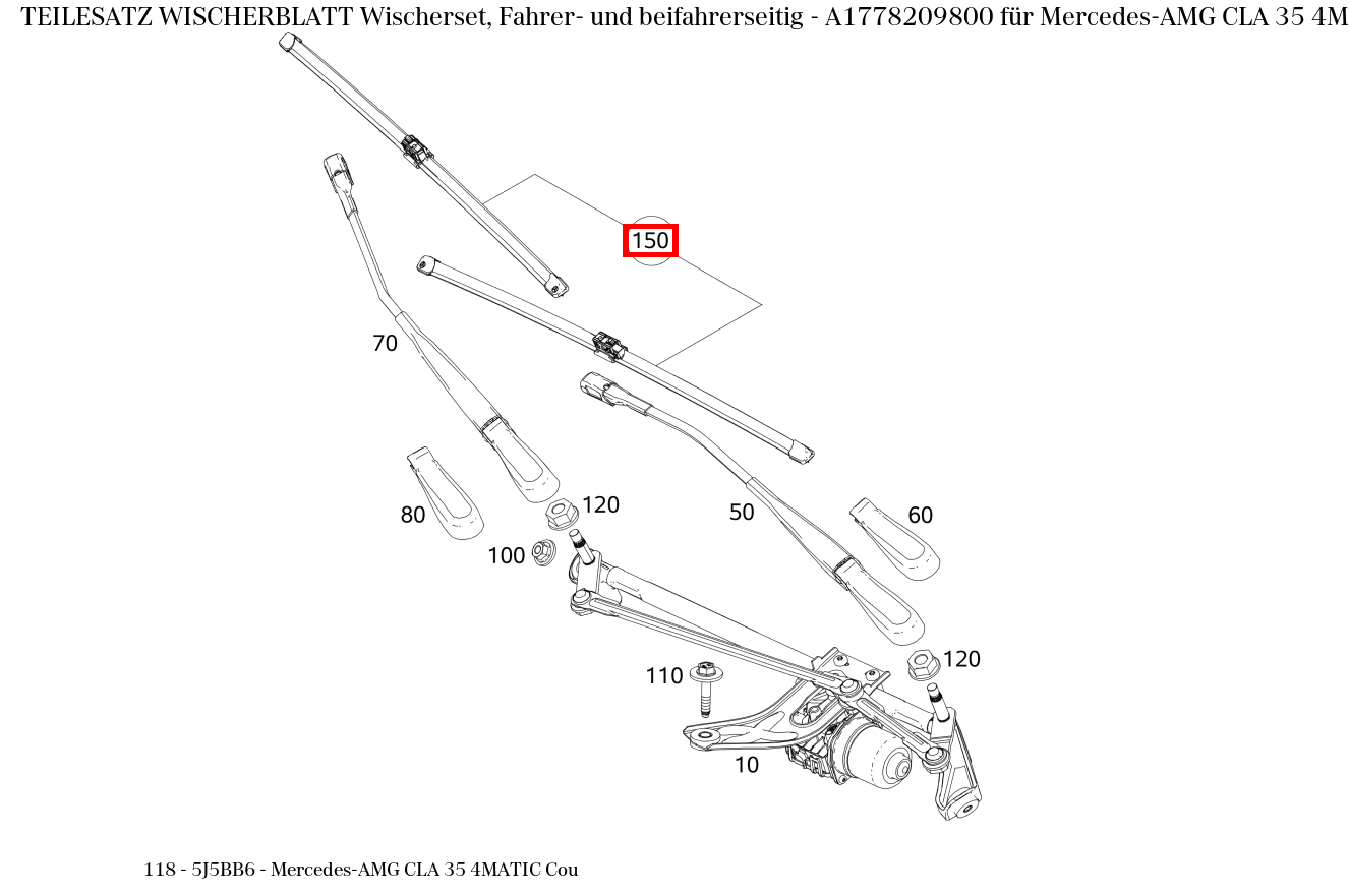 Teilesatz Wischerblatt Wischerset, Fahrer- und beifahrerseitig Mercedes-AMG CLA 35 4MATIC Cou 118