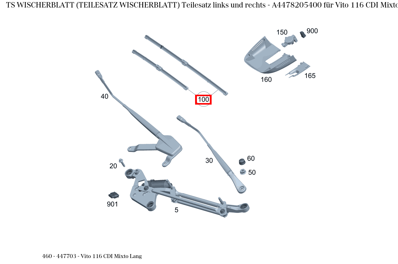 Teilesatz Wischerblatt Teilesatz links und rechts Vito 116 CDI Mixto Lang 460
