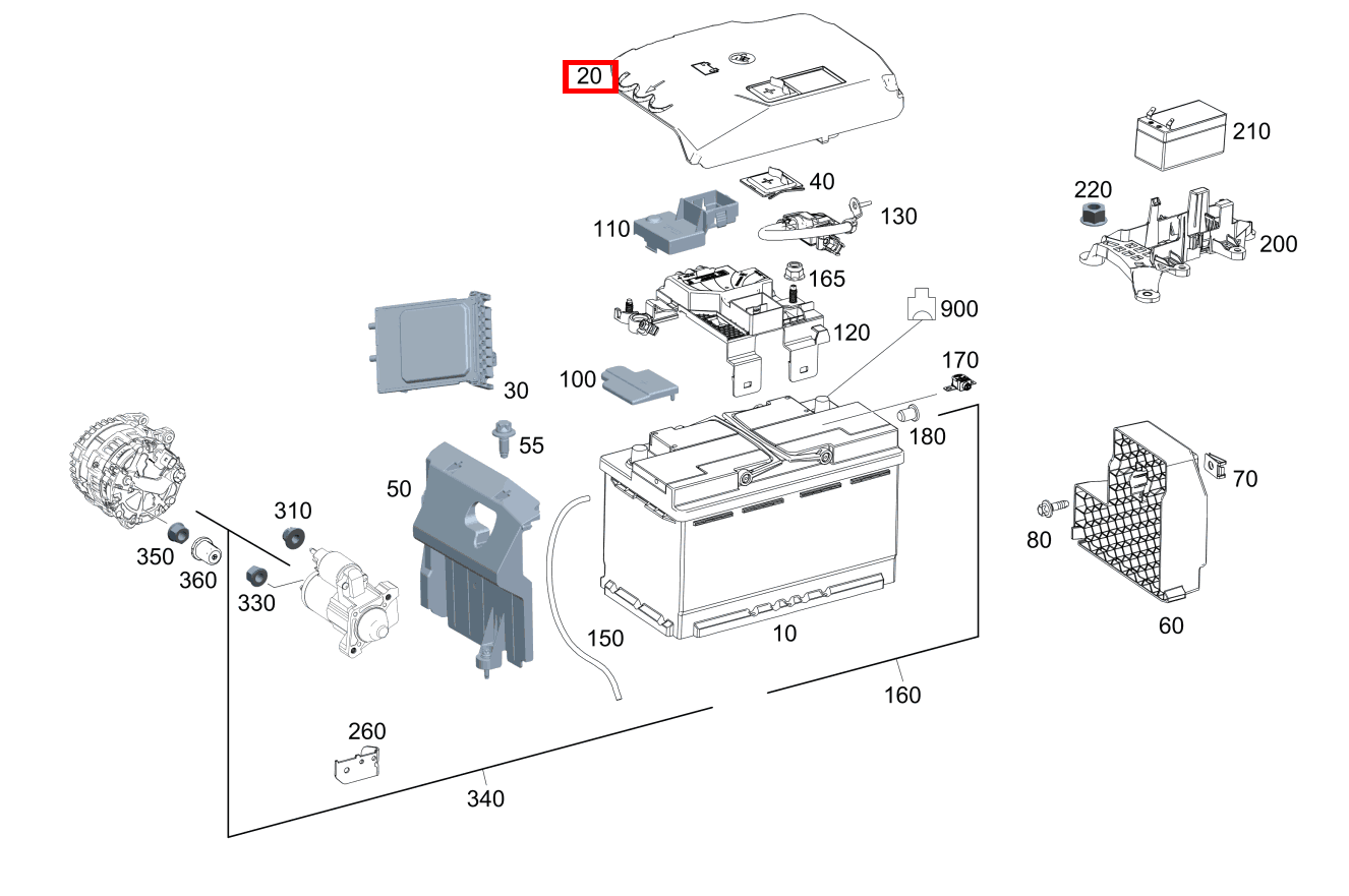 BATTERIEABDECKUNG Starterbatterie A 200 Limousine 246