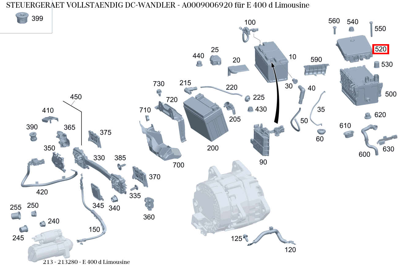 Steuergerät vollständig DC-WANDLER E 400 d Limousine 213