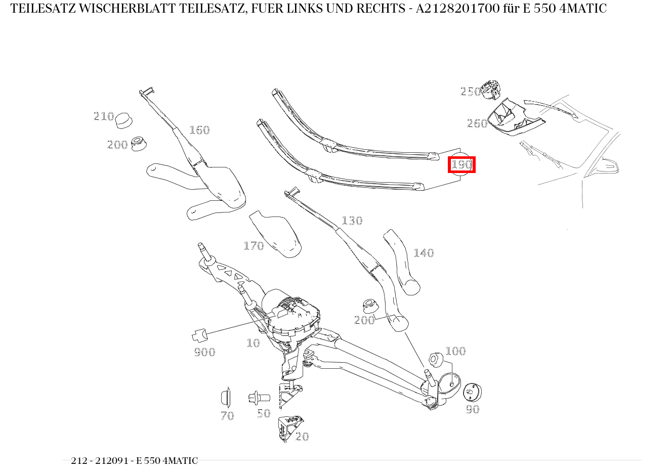 Teilesatz Wischerblatt TEILESATZ, FUER LINKS UND RECHTS E 550 4MATIC 212