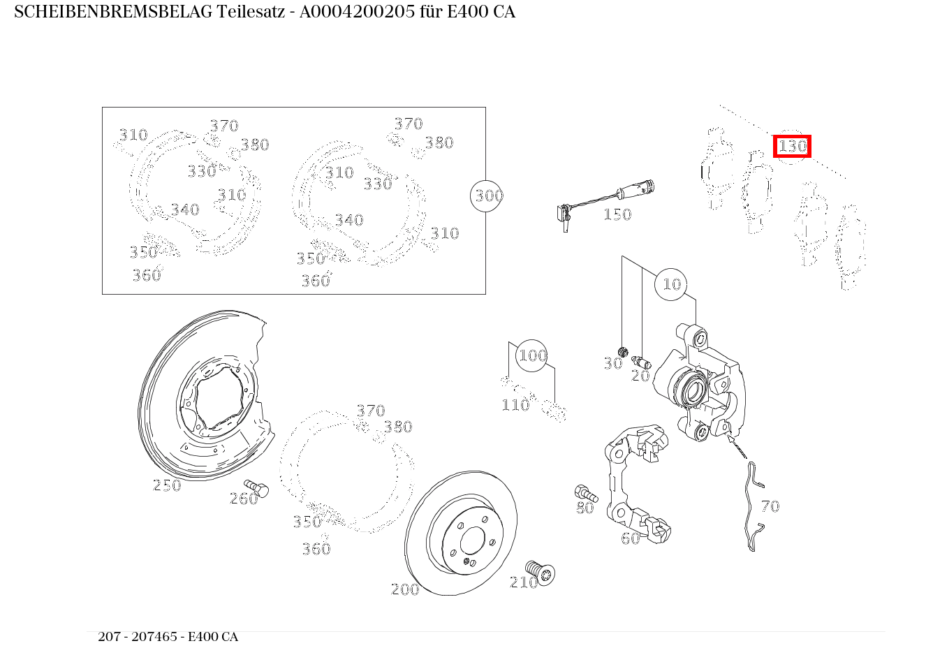 Scheibenbremsbelag Teilesatz E400 CA 207