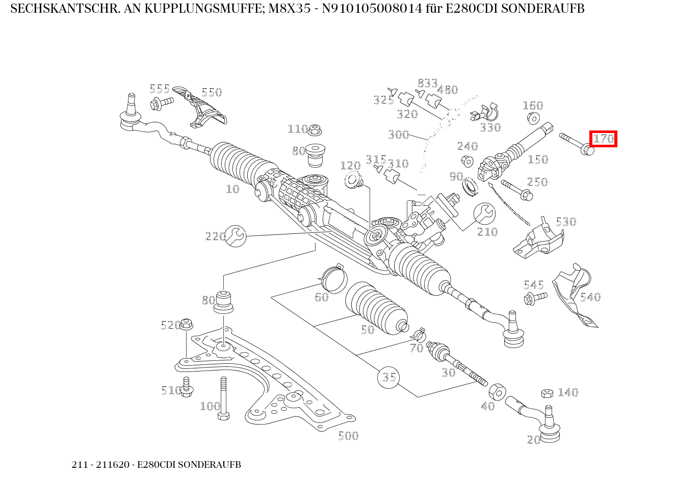 Sechskantschraube AN KUPPLUNGSMUFFE; M8X35 E280CDI SONDERAUFB 211