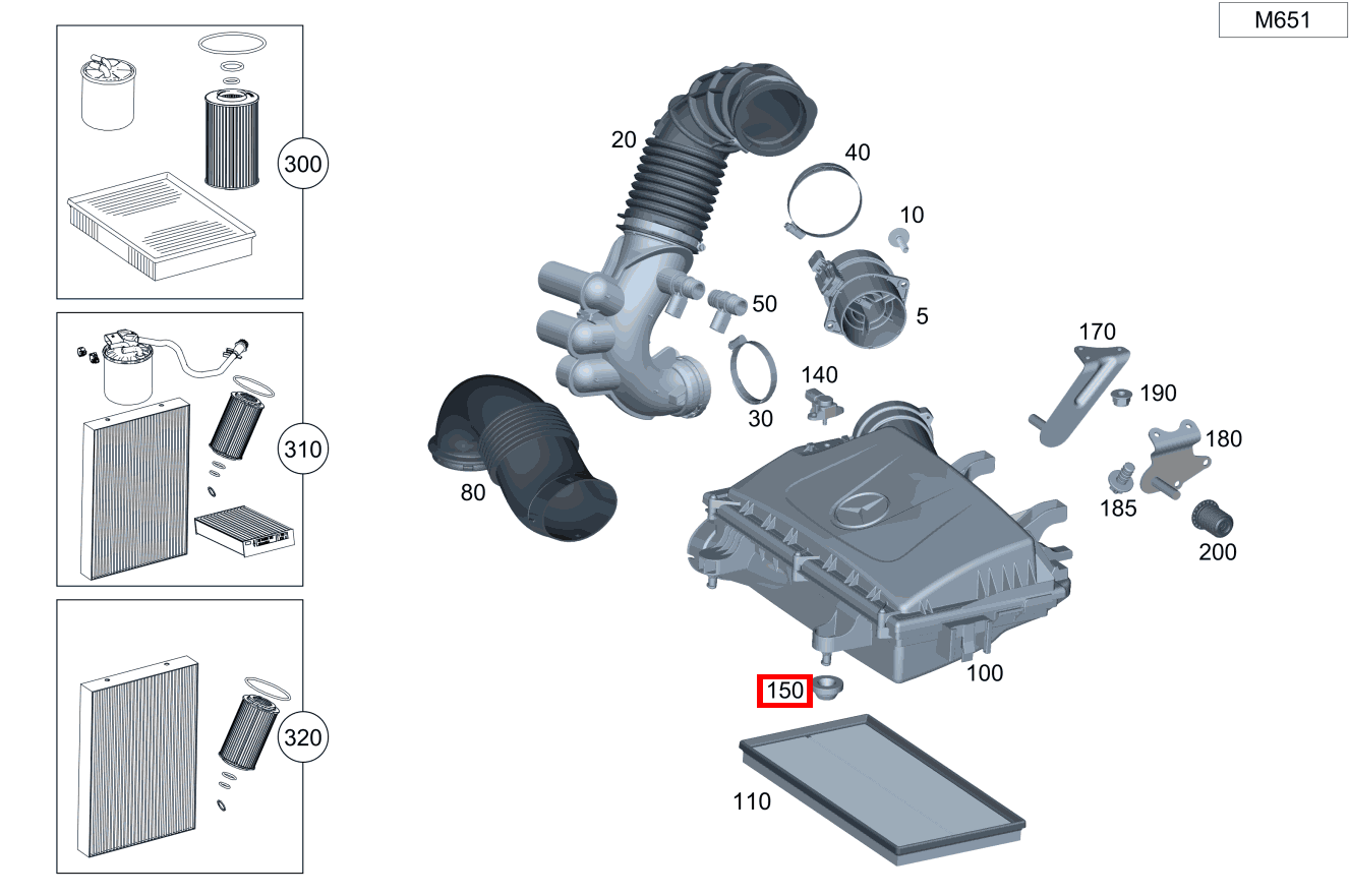 Elastomerlager Dämpferfilter vorn Vito 116 CDI Kasten Lang 245