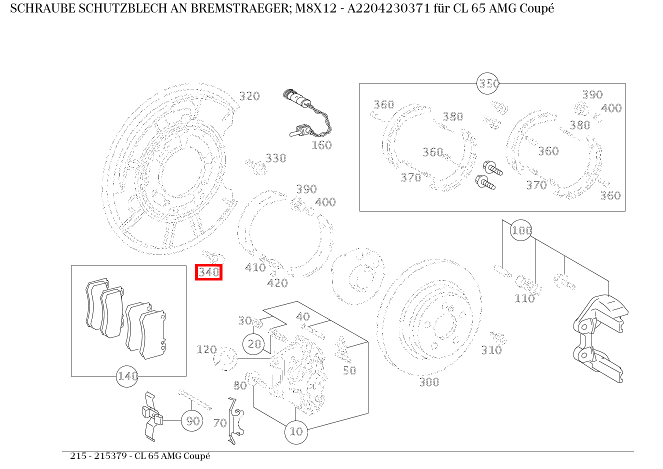 Schraube SCHUTZBLECH AN BREMSTRAEGER; M8X12 CL 65 AMG Coupé 215