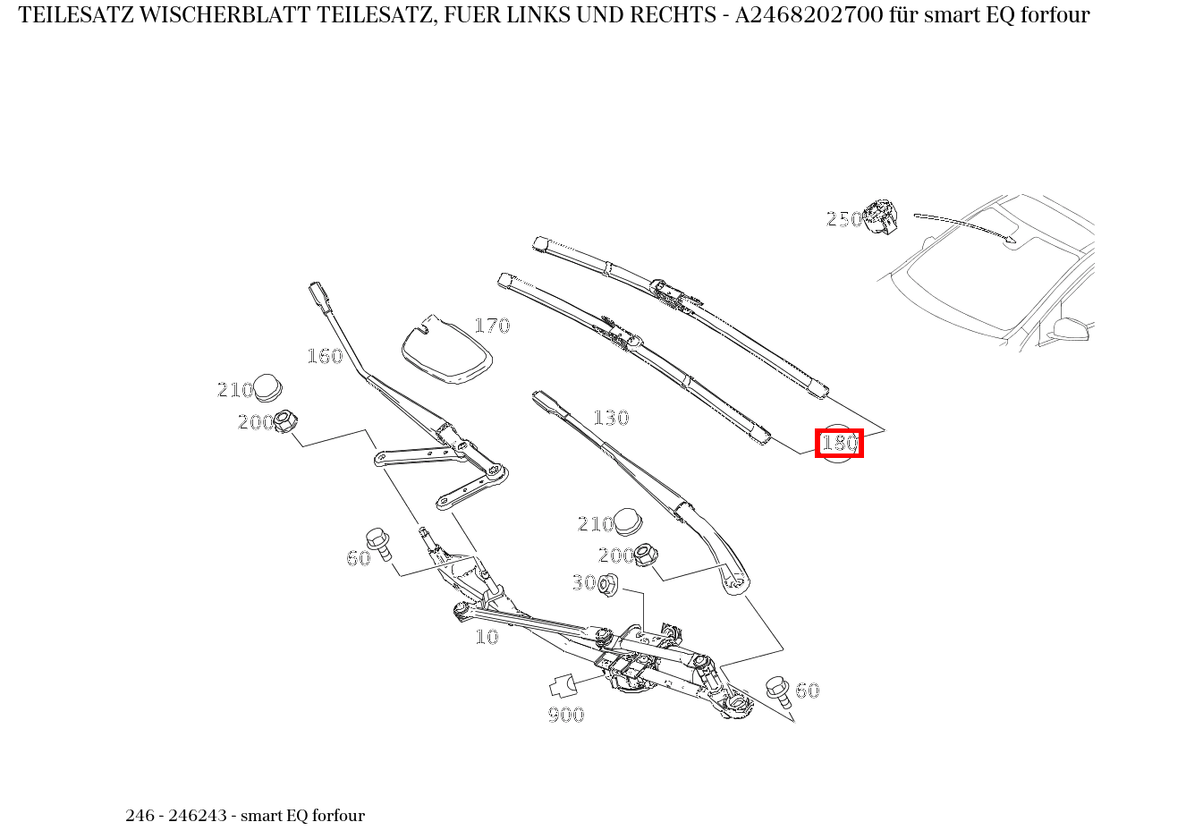 Teilesatz Wischerblatt TEILESATZ, FUER LINKS UND RECHTS smart EQ forfour 246