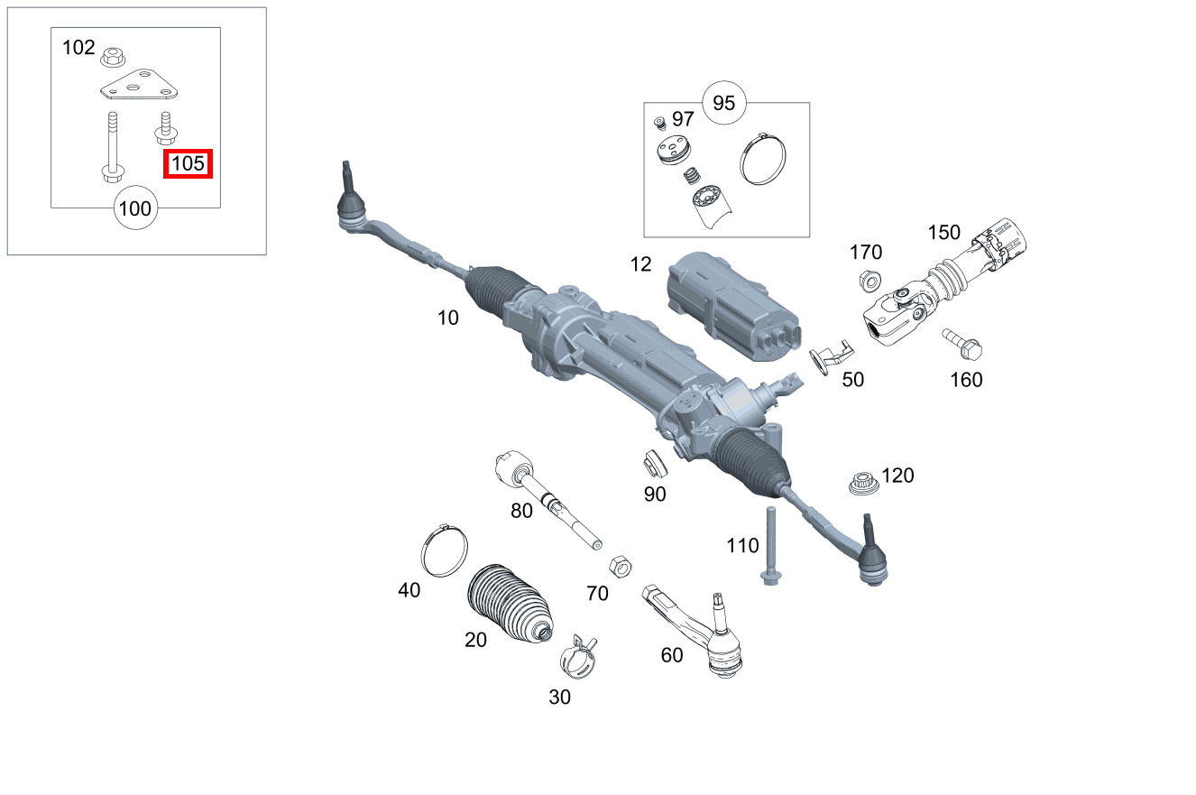 Sechskantschraube Befestigung Lenkgetriebe; M10X25 CLK 320 COUPE 209