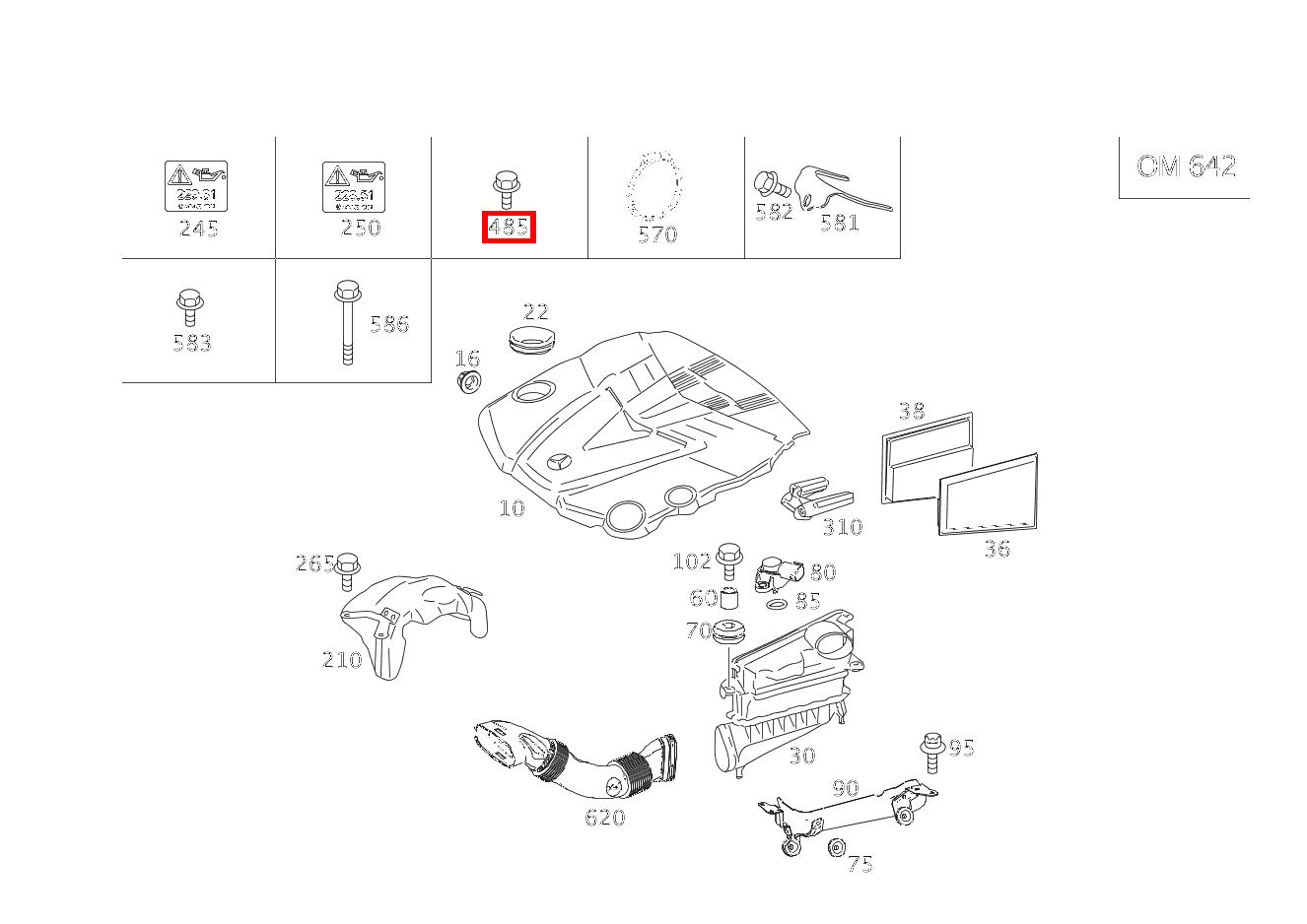 Sechsrundschraube LUFTFILTERGEHAEUSE RECHTS; M6X25 C 320 T CDI 203
