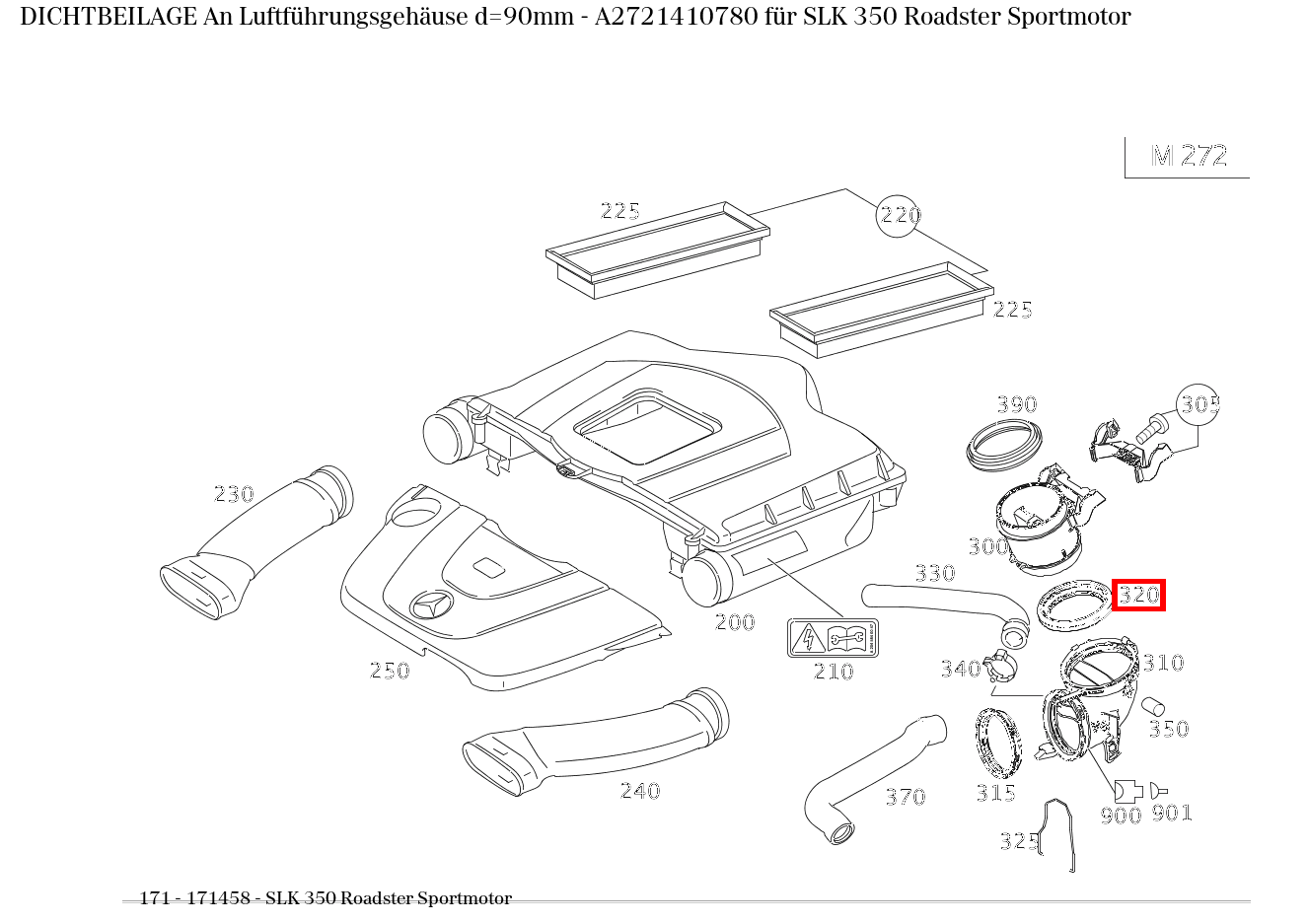 Dichtbeilage An Luftführungsgehäuse d=90mm SLK 350 Roadster Sportmotor 171
