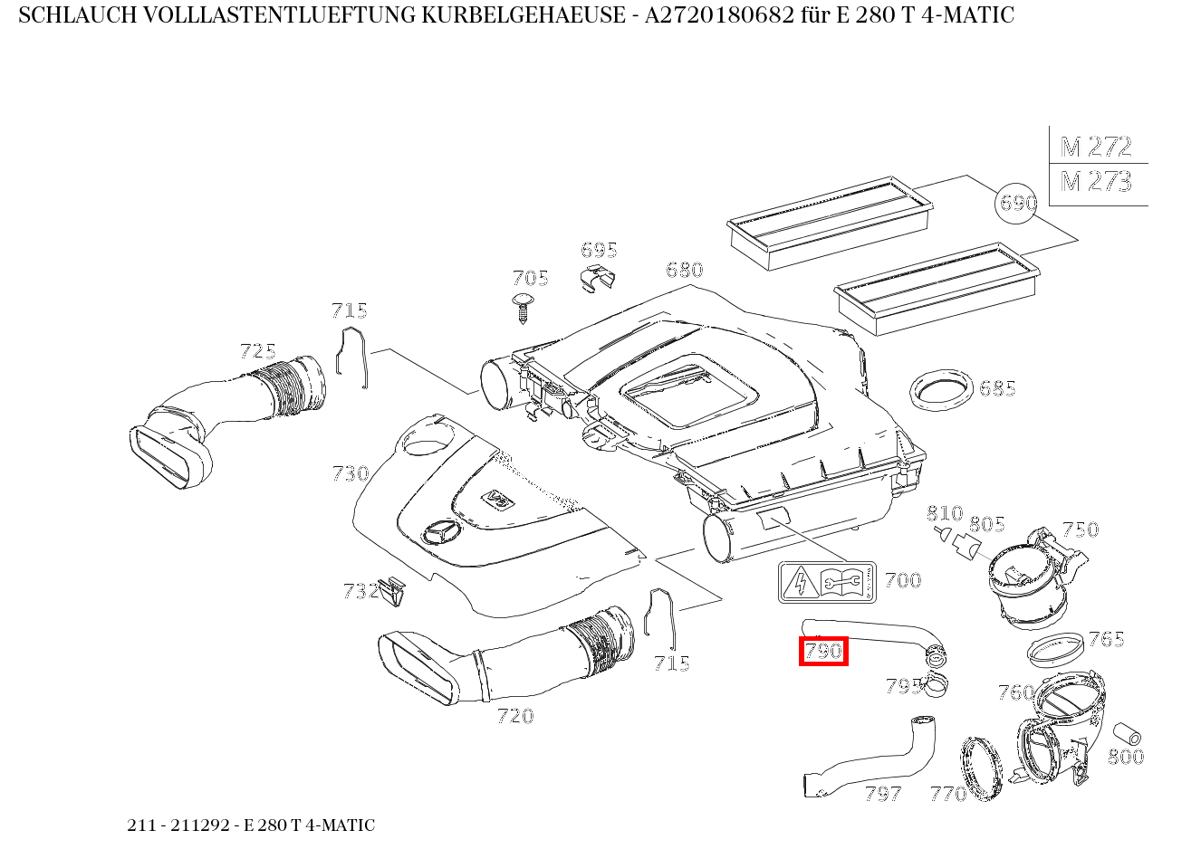 Schlauch VOLLLASTENTLUEFTUNG KURBELGEHAEUSE E 280 T 4-MATIC 211 Schlauch VOLLLASTENTLUEFTUNG KURBELGEHAEUSE E 280 T 4-MATIC 211