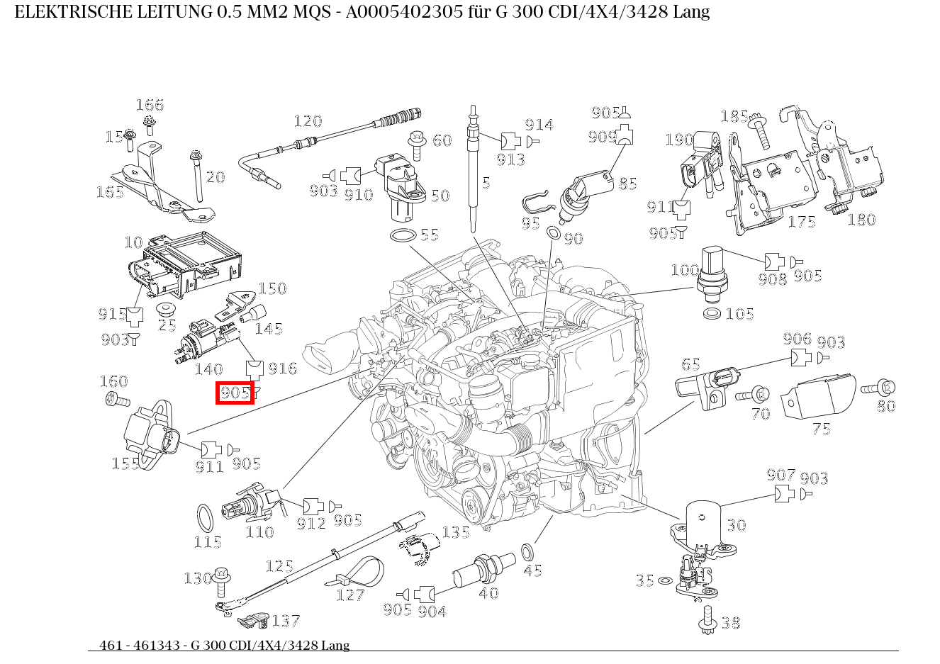Elektrische Leitung 0.5 MM2 MQS G 300 CDI/4X4/3428 Lang 461