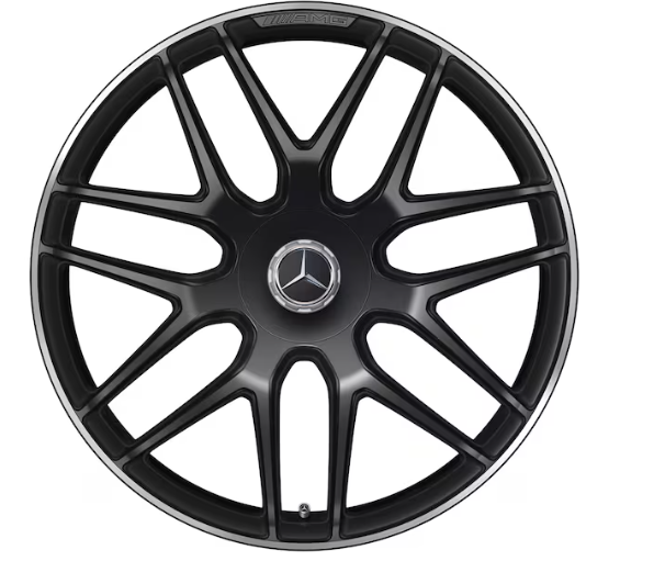 AMG Schmiederad 22 Zoll, 10 J x 22 ET 55, schwarz matt, Felgenhorn glanzgedreht AMG Schmiederad 22 Zoll, 10 J x 22 ET 55, schwarz matt, Felgenhorn glanzgedreht