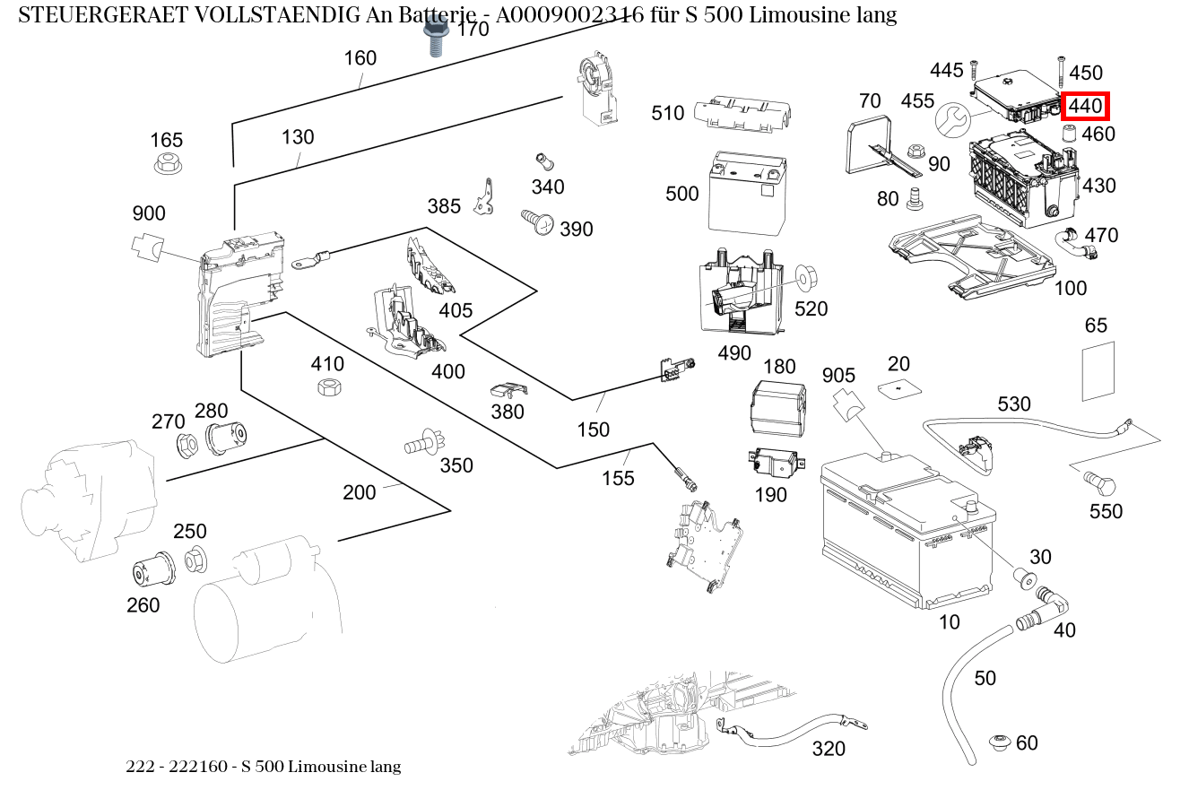 Steuergerät vollständig An Batterie S 500 Limousine lang 222