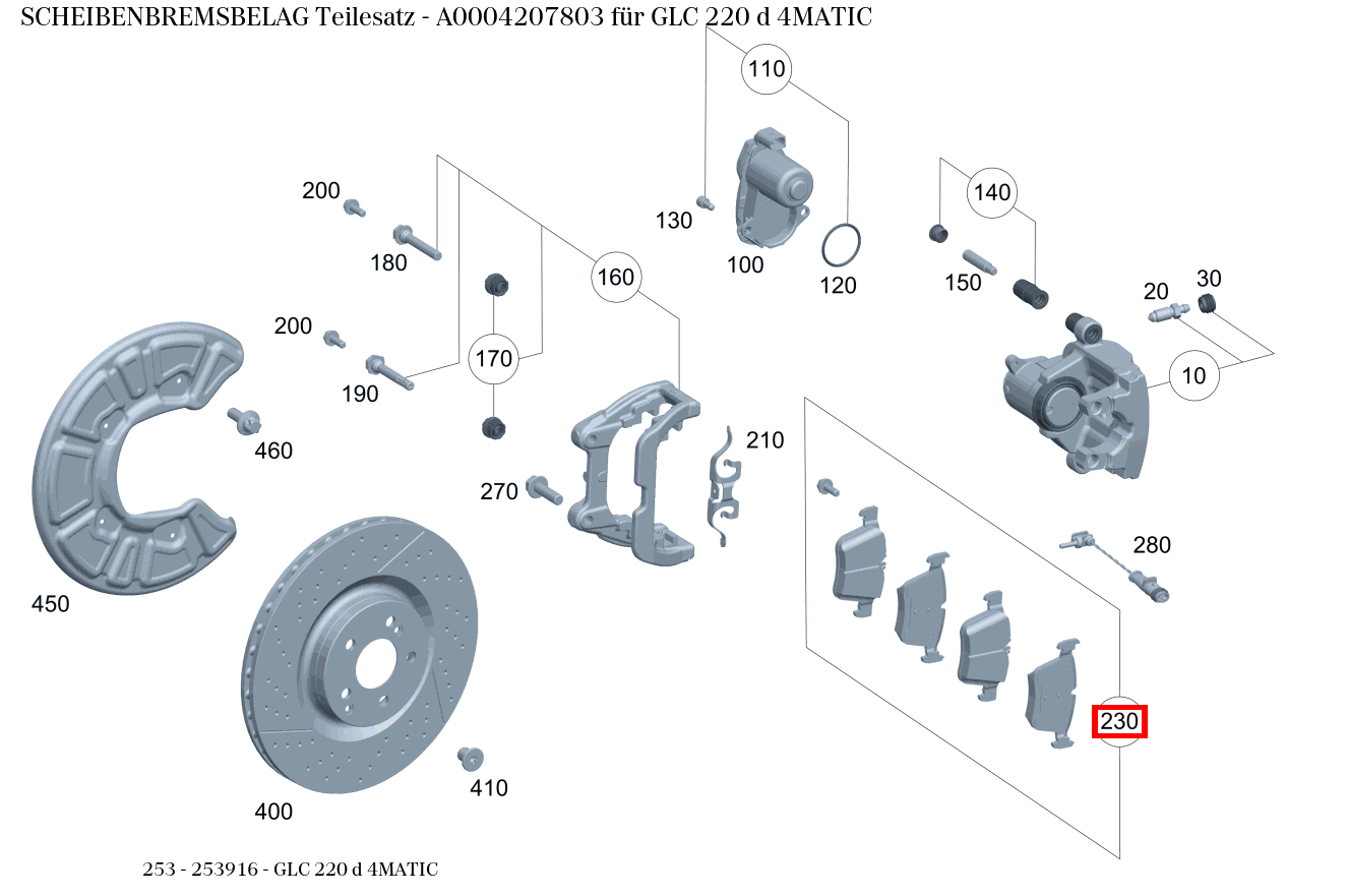 Scheibenbremsbelag Teilesatz GLC 220 d 4MATIC 253 Scheibenbremsbelag Teilesatz GLC 220 d 4MATIC 253