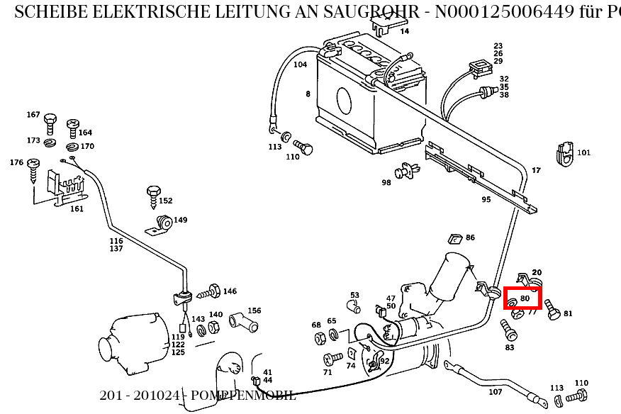 Scheibe ELEKTRISCHE LEITUNG AN SAUGROHR POMPFENMOBIL 201
