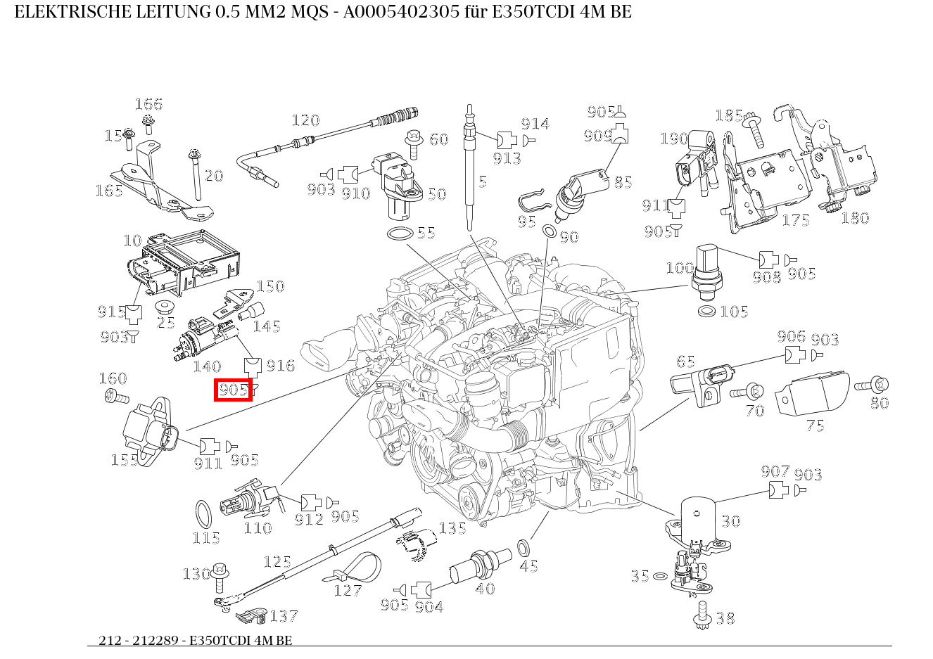 Elektrische Leitung 0.5 MM2 MQS E350TCDI 4M BE 212