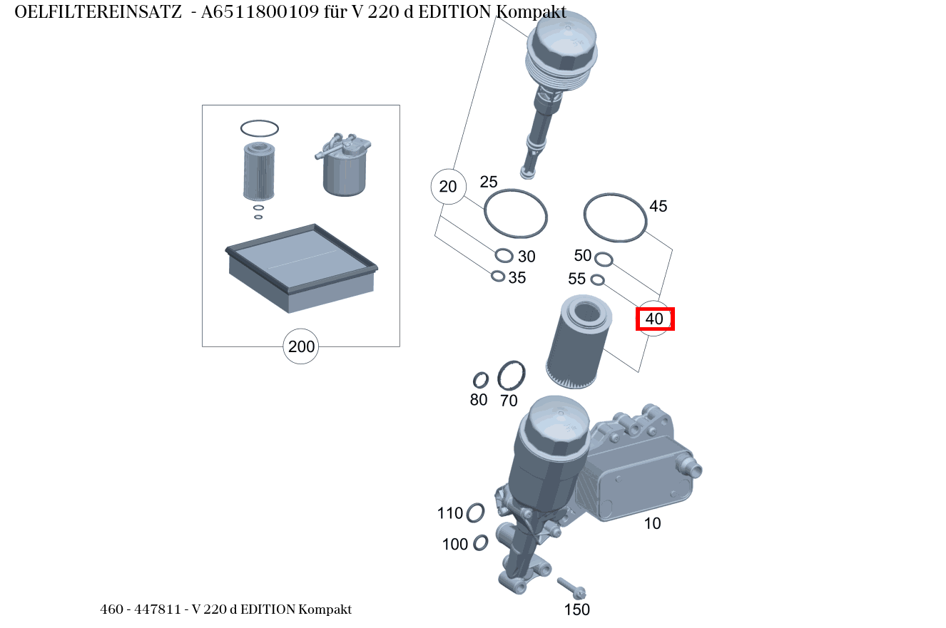 Ölfiltereinsatz V 220 d EDITION Kompakt 460 Ölfiltereinsatz V 220 d EDITION Kompakt 460