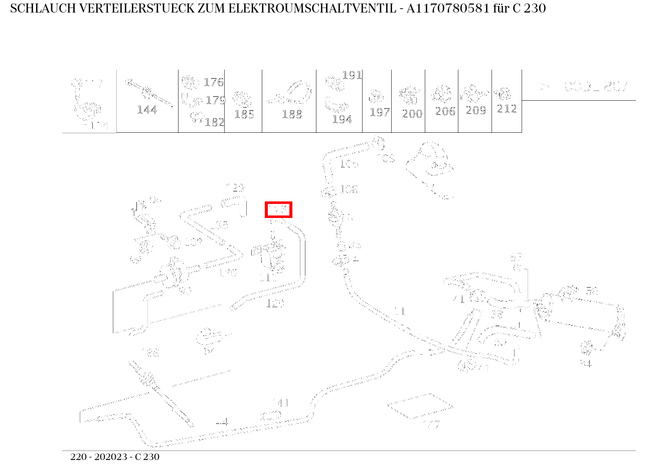 Schlauch VERTEILERSTUECK ZUM ELEKTROUMSCHALTVENTIL C 230 220 Schlauch VERTEILERSTUECK ZUM ELEKTROUMSCHALTVENTIL C 230 220