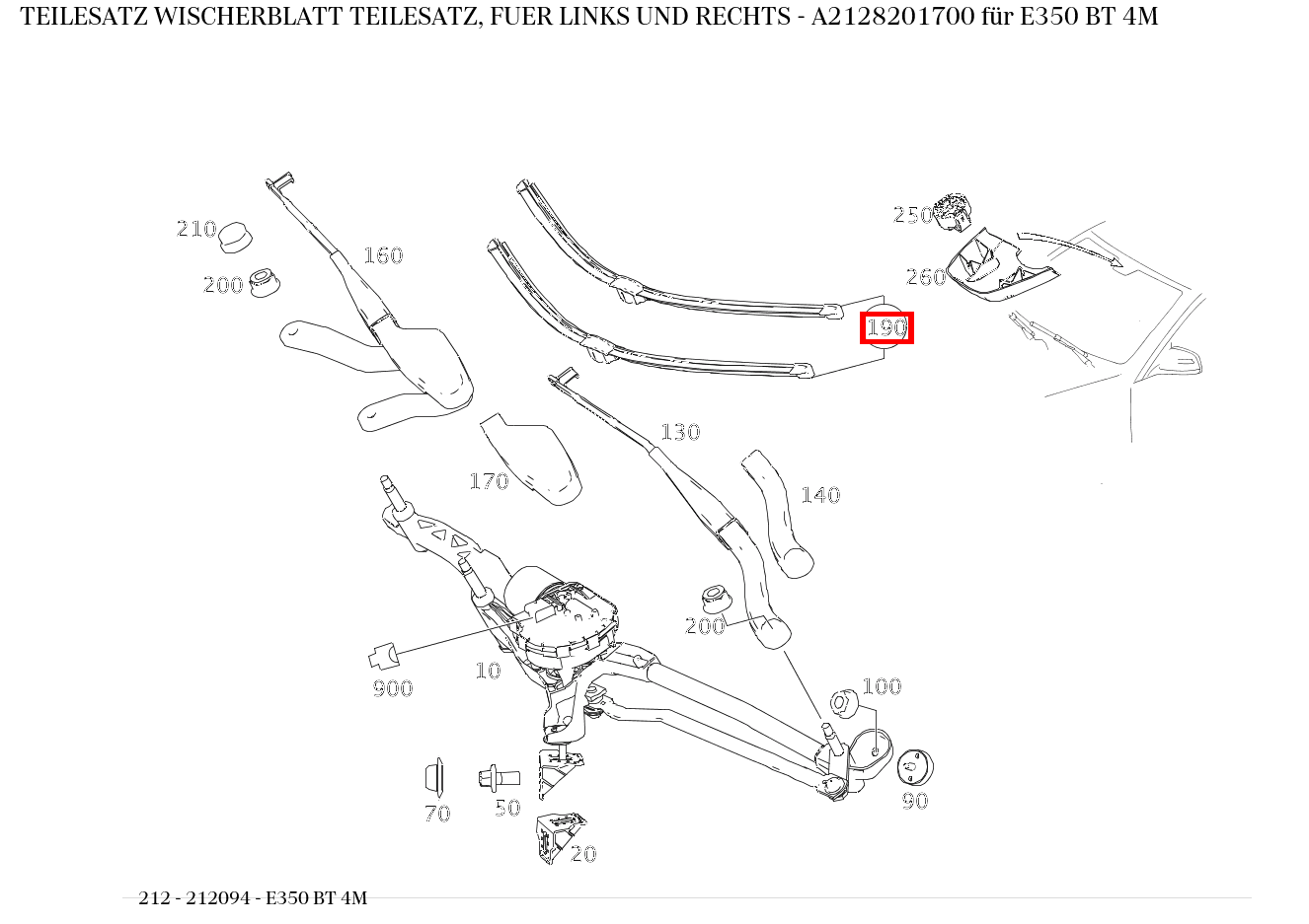 Teilesatz Wischerblatt TEILESATZ, FUER LINKS UND RECHTS E350 BT 4M 212