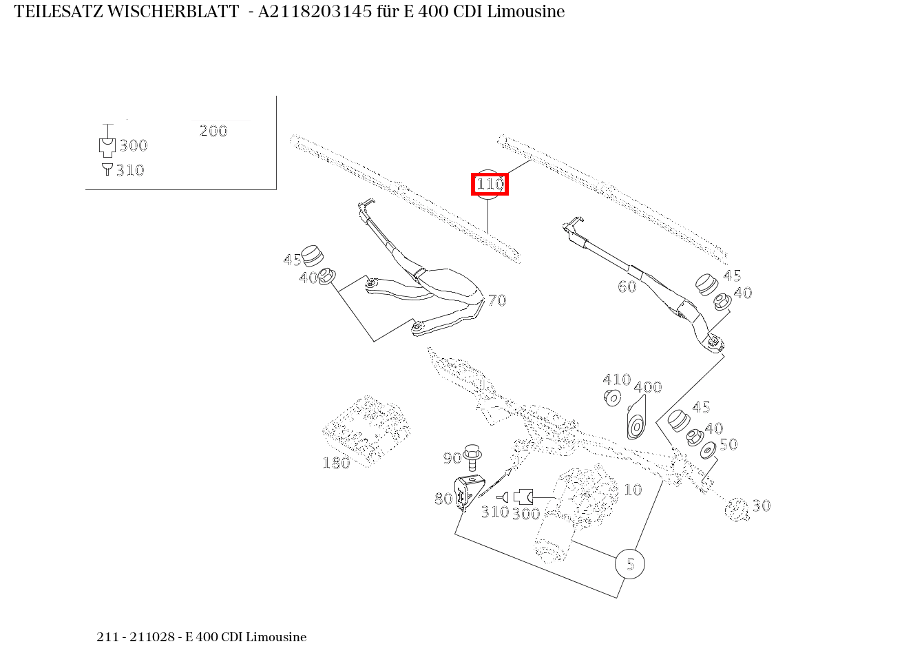Teilesatz Wischerblatt E 400 CDI Limousine 211