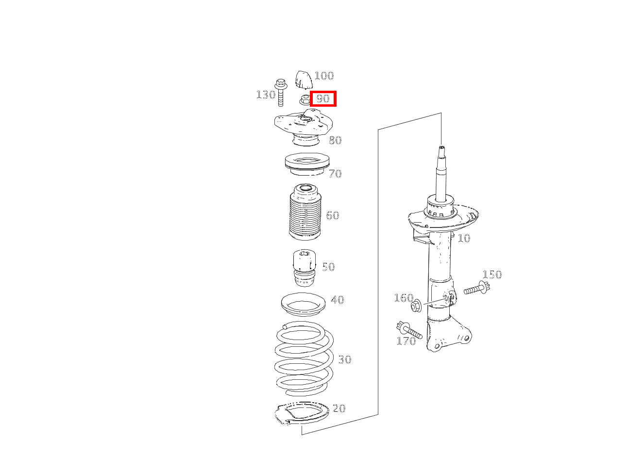 Mutter Stoßdämpfer an Lagerbock oben; M14X1.5 E 500/550 CABR. 207 Mutter Stoßdämpfer an Lagerbock oben; M14X1.5 E 500/550 CABR. 207