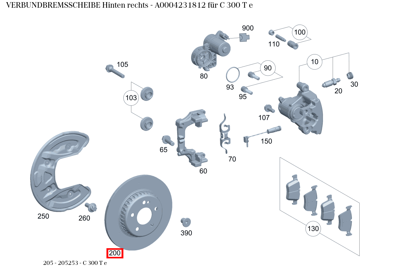 Verbundbremsscheibe Hinten rechts C 300 T e 205