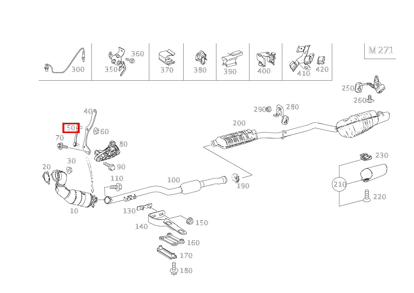 Befestigungsplatte ABGASLEITUNG AN HALTER E200CGI BE CA 207
