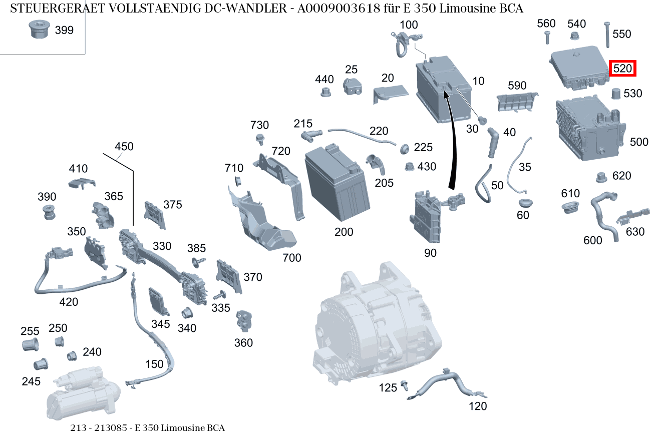 Steuergerät vollständig DC-WANDLER E 350 Limousine BCA 213