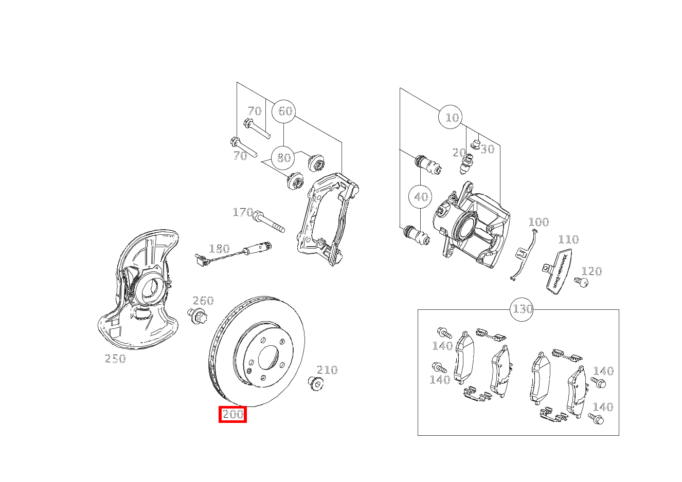 Bremsscheibe belüftet Vorn rechts E 200 Cabriolet BCA 207