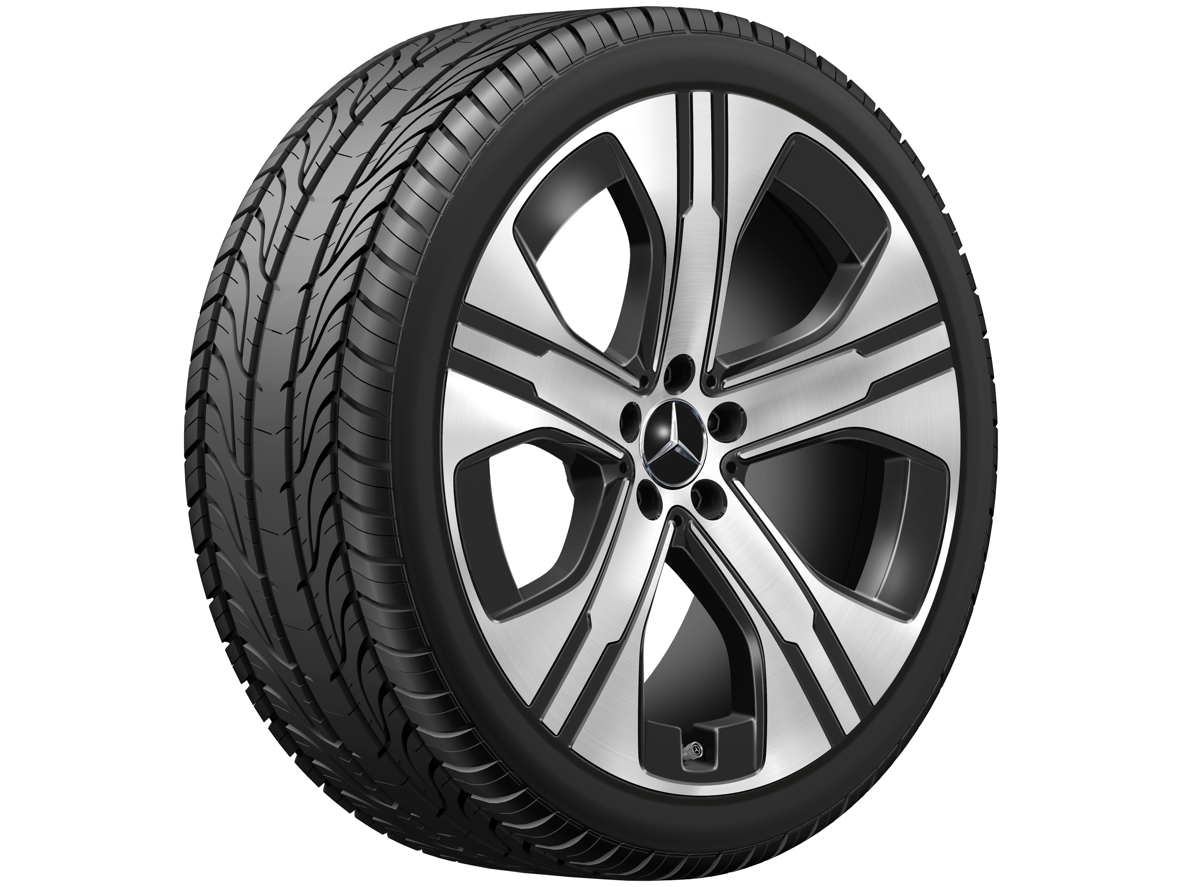 5-Speichen-Rad, Aero, 21 Zoll, 9,5 J x 21 ET 41,5, schwarz, glanzgedreht