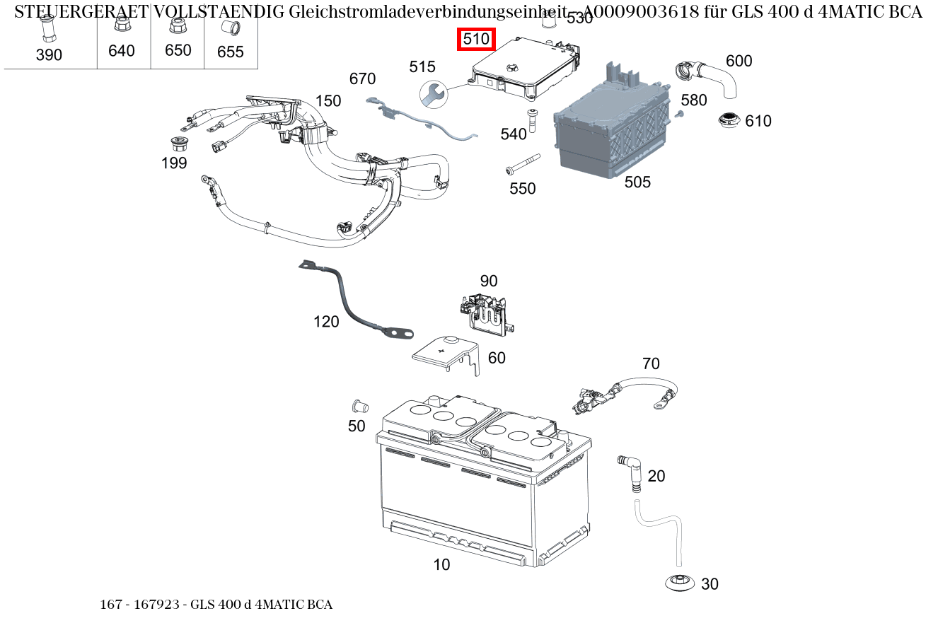 Steuergerät vollständig Gleichstromladeverbindungseinheit GLS 400 d 4MATIC BCA 167