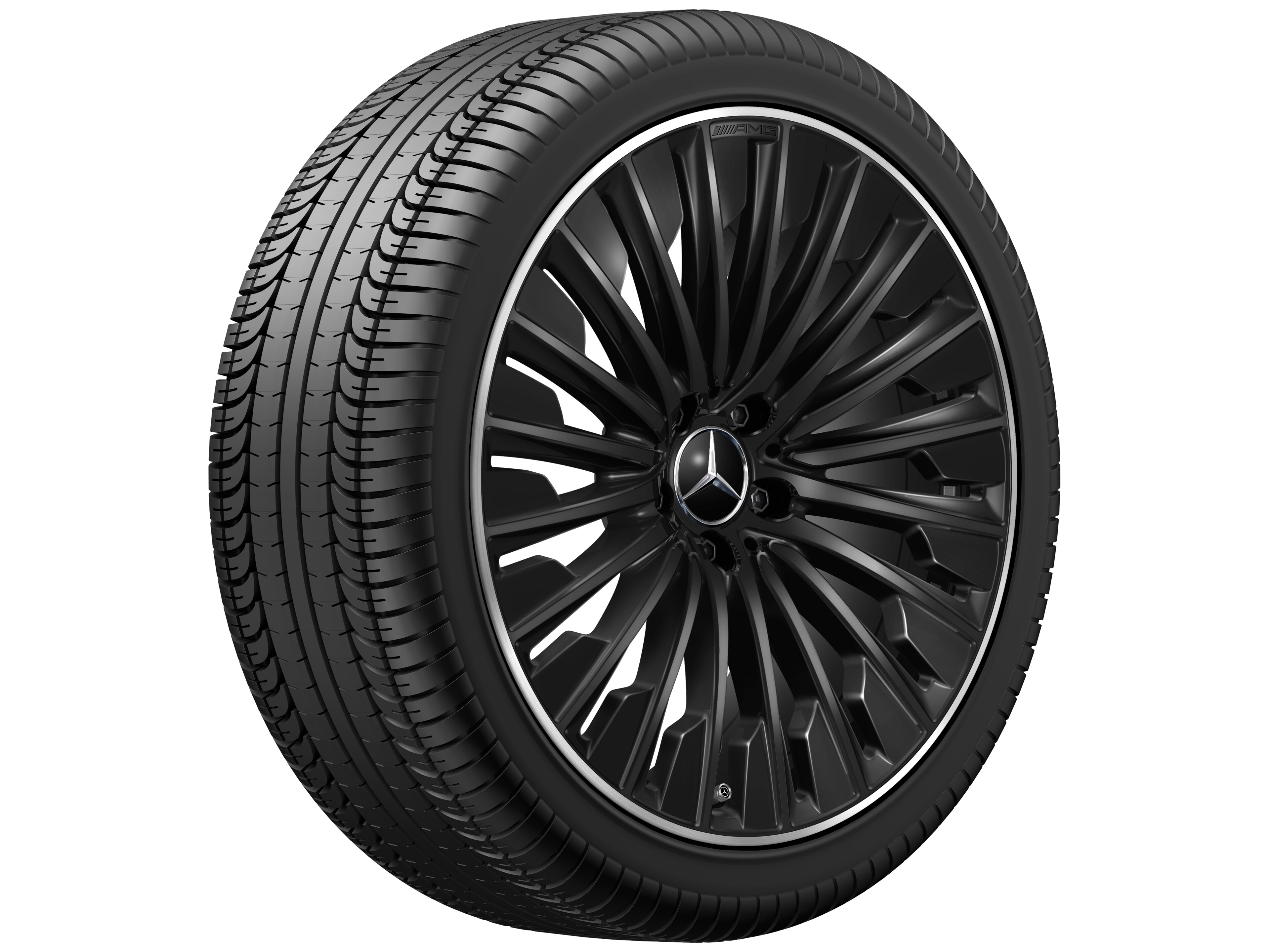 AMG Vielspeichen-Rad, 20 Zoll, Felgenhorn glanzgedreht 8,5 J x 20 ET 35,5, schwarz