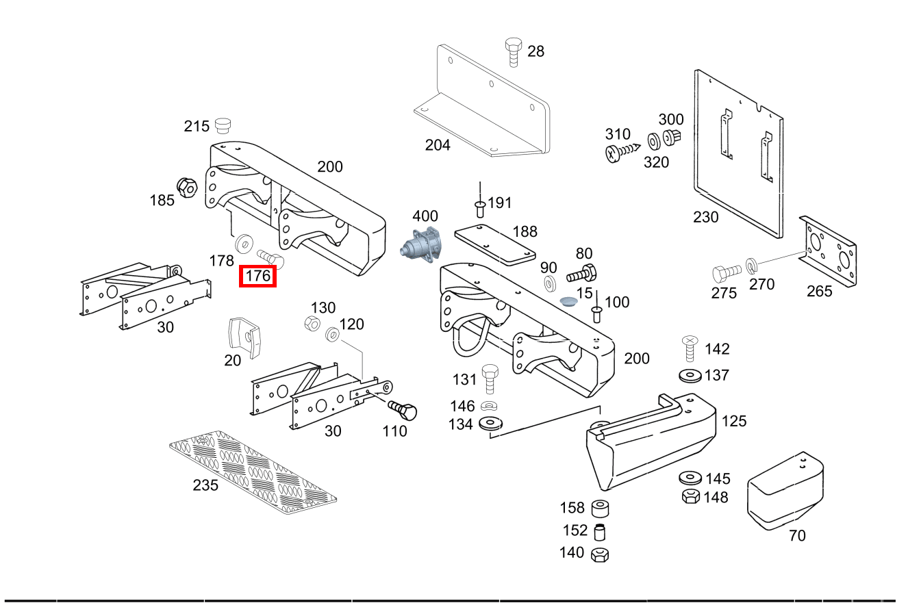 Sechskantschraube Stoßfänger an Rahmen; M10X25 G 280CDI 4X4 2850 461