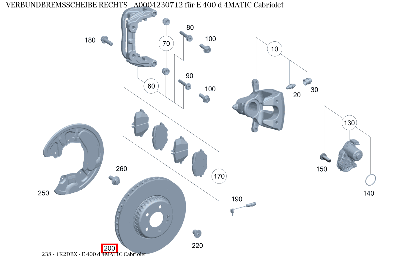 Verbundbremsscheibe RECHTS E 400 d 4MATIC Cabriolet 238