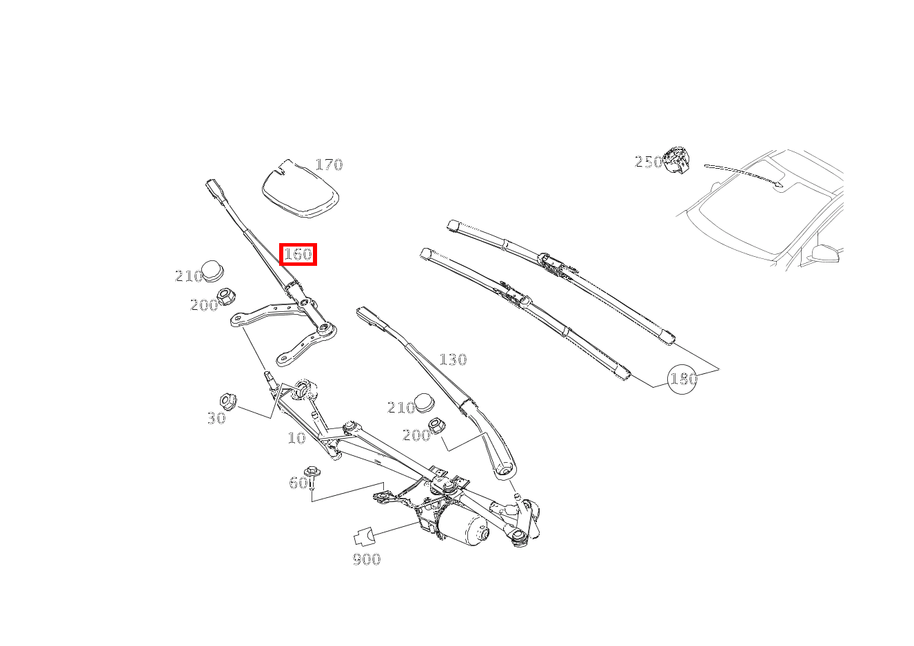 Wischerarm Beifahrerseite Mercedes-Benz A 45 AMG 4M 176
