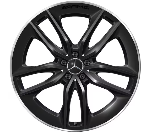 AMG 5-Doppelspeichen-Rad, 22 Zoll, 10 J x 22 ET 56,1, schwarz, Felgenhorn glanzgedreht AMG 5-Doppelspeichen-Rad, 22 Zoll, 10 J x 22 ET 56,1, schwarz, Felgenhorn glanzgedreht