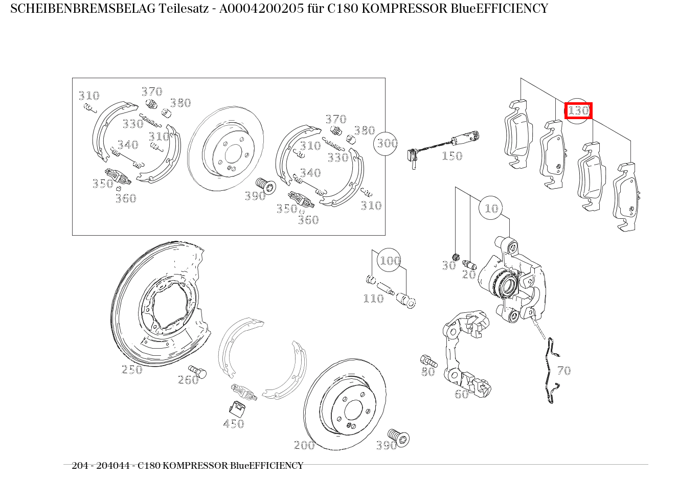 Scheibenbremsbelag Teilesatz C180 KOMPRESSOR BlueEFFICIENCY 204