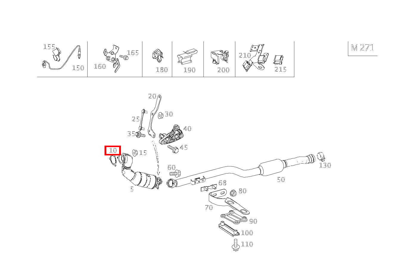 Flanschdichtung ABGASANLAGE AN ABGASTURBOLADER E200TCGI BLUE EFF 212