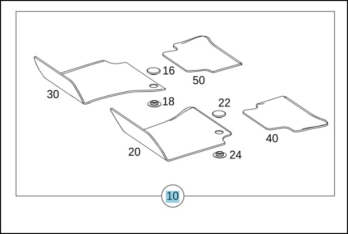 Velour Fussmatten Satz BR 117, 156, 176, 246