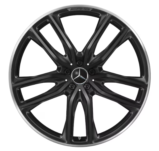 AMG 5-Doppelspeichen-Rad, 23 Zoll, 11,5 J x 23 ET 47, schwarz, Felgenhorn glanzgedreht AMG 5-Doppelspeichen-Rad, 23 Zoll, 11,5 J x 23 ET 47, schwarz, Felgenhorn glanzgedreht