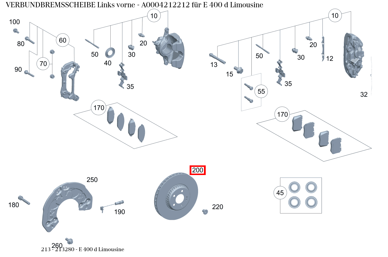 Verbundbremsscheibe Links vorne E 400 d Limousine 213