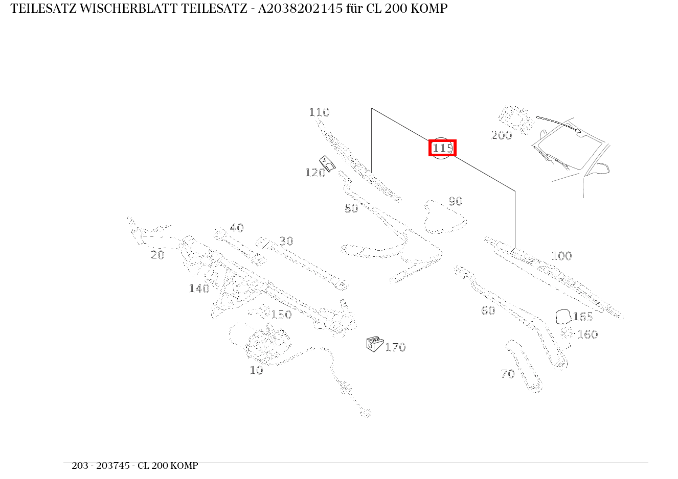Teilesatz Wischerblatt TEILESATZ CL 200 KOMP 203