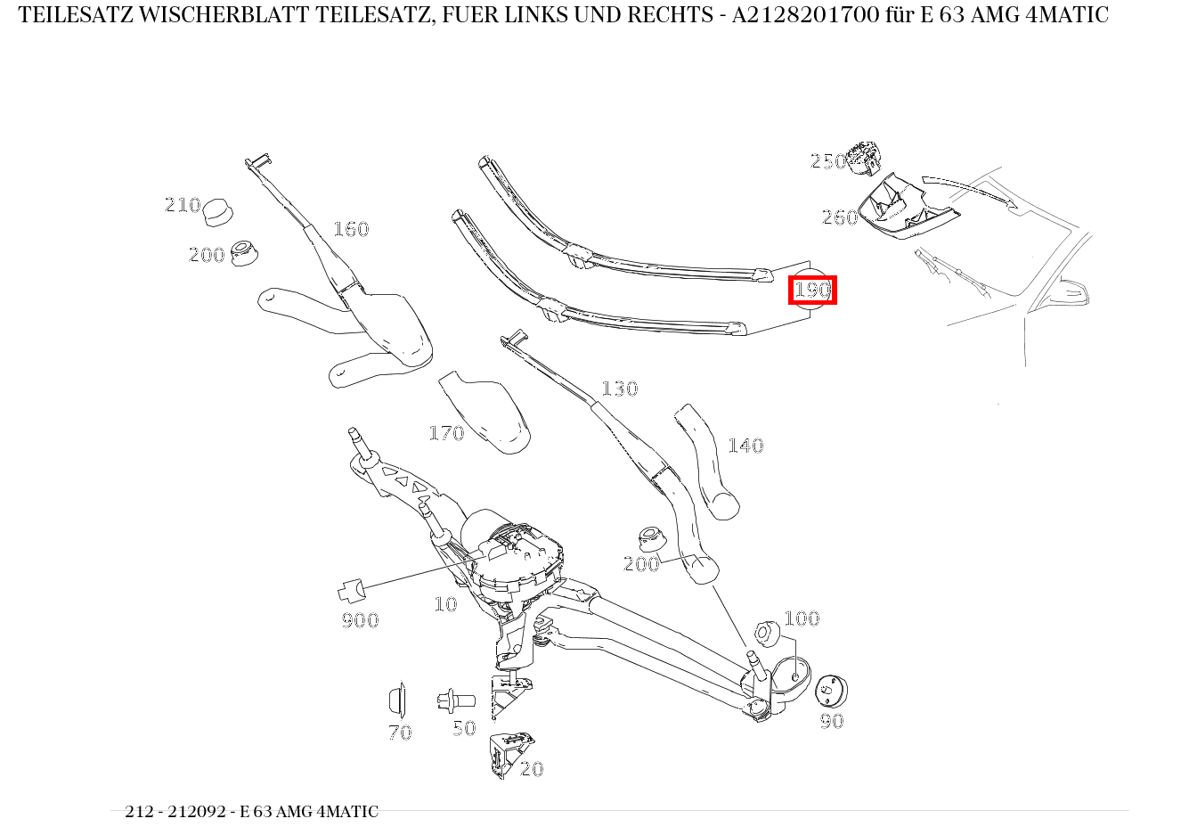 Teilesatz Wischerblatt TEILESATZ, FUER LINKS UND RECHTS E 63 AMG 4MATIC 212